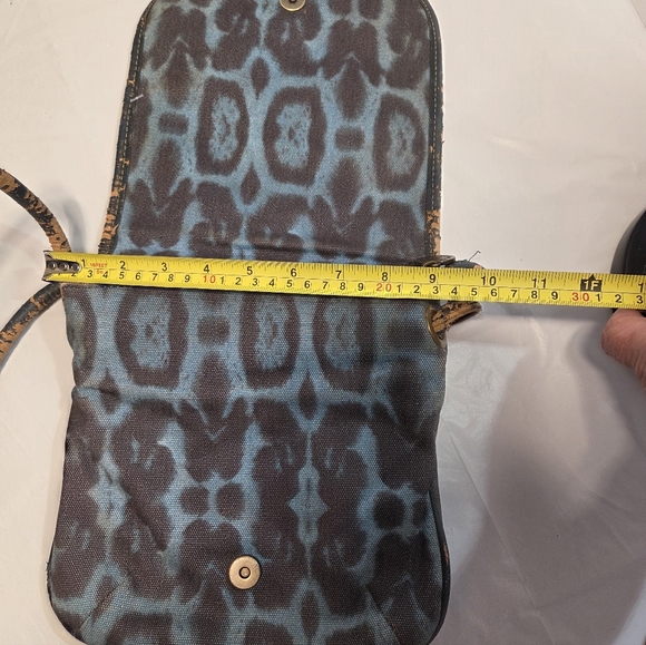 Ed Hardy Blue and Brown Floral Leopard Crossbody Pouch with Tassel - Picture 4 of 6